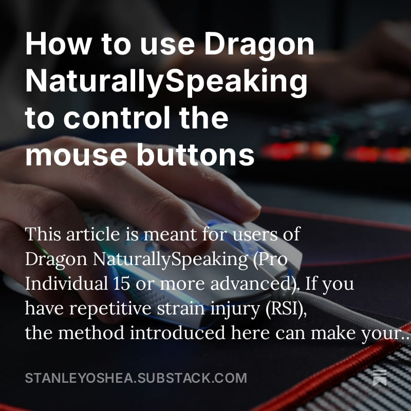 How to use Dragon NaturallySpeaking to control the mouse buttons